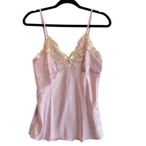 Pink Satin Cami XL Lace Trim Lingerie Sleepwear  Romantic Y2K vintage inspired